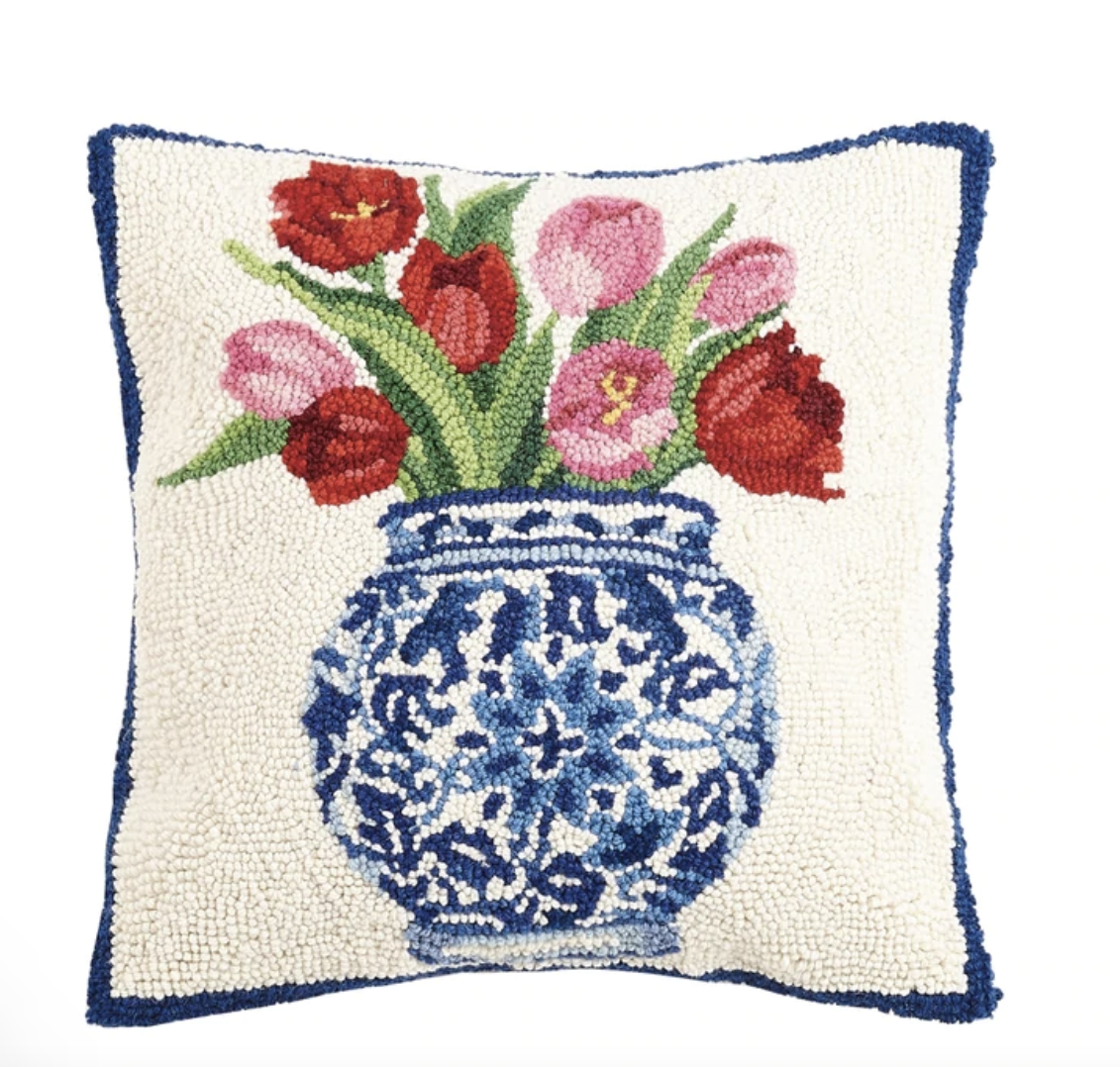 Pillow - Chinoiserie Vase - Tulips Hook