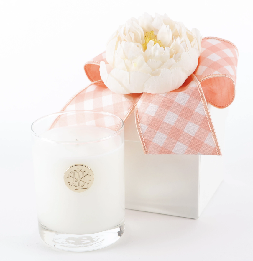 Candle - Boxed With Flower Lid Gingham Ribbon