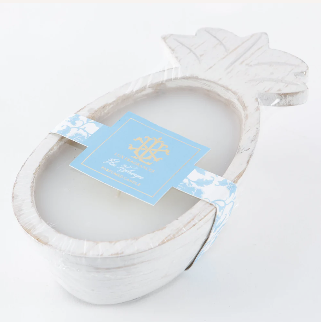 Candle - Pineapple Dough Bowl - Blue Hydrangea