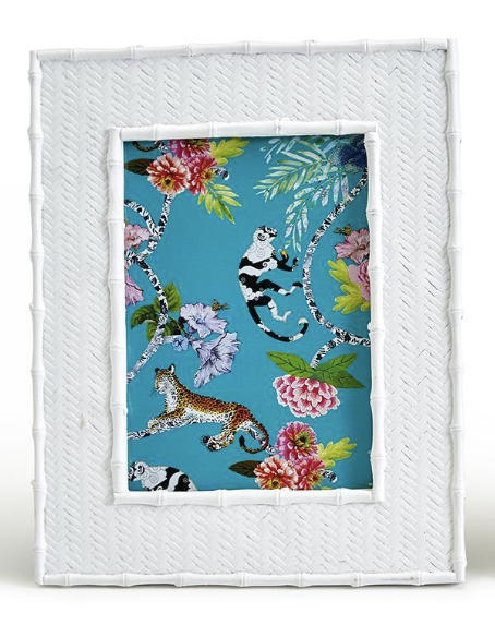 Frame - White Rattan Weave &amp; Bamboo -  5x7