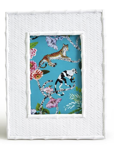 Frame - White Rattan Weave &amp; Bamboo - 4x6