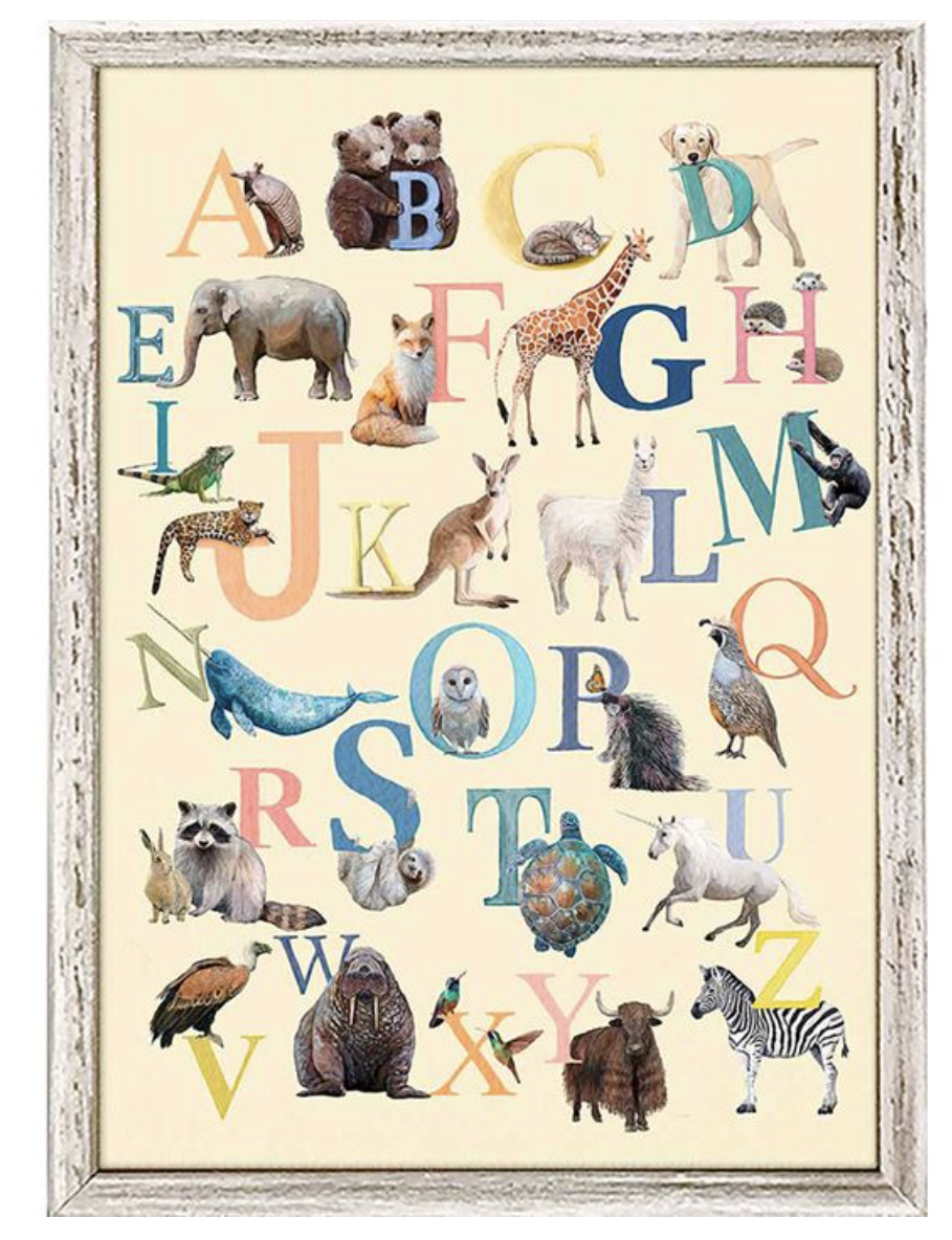 Art - Animal Alphabet Framed Canvas - 5x7 - Yellow