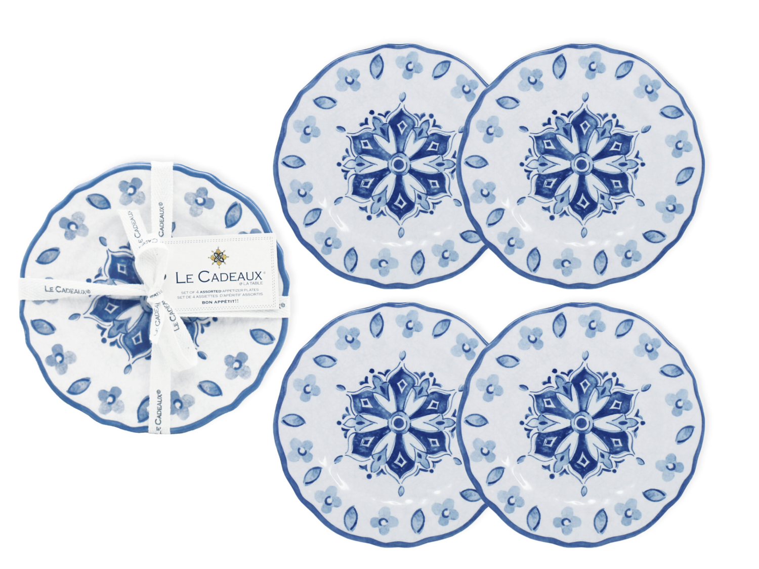 Plates - Appetizer - Melamine - Set Of 4 - Moroccan Blue