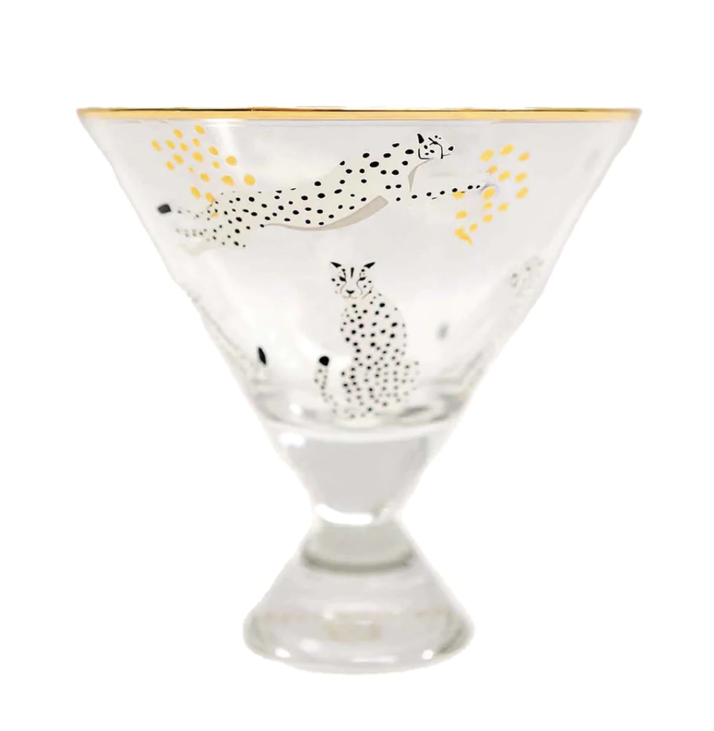 Glasses - Stemless Martini - Cheetah
