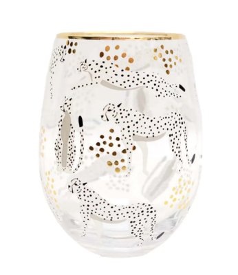 Glasses - Stemless Wine - Cheetah