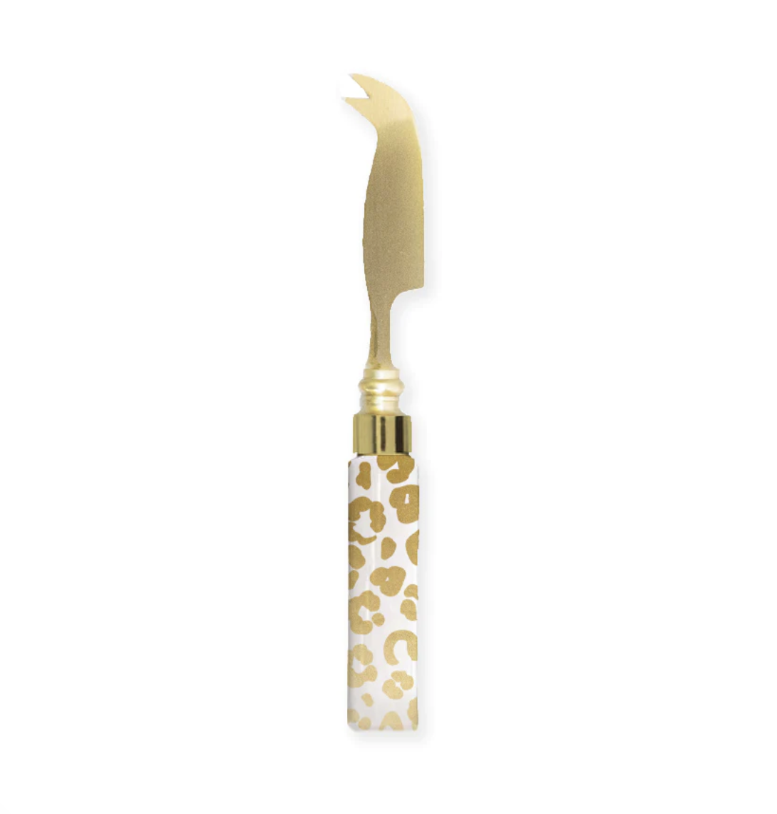 Charcuterie - Pronged Cheese Knife - Gold Leopard
