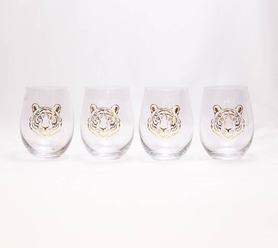 Wine Glass - Go Get Em Tiger Gift Set - Gold