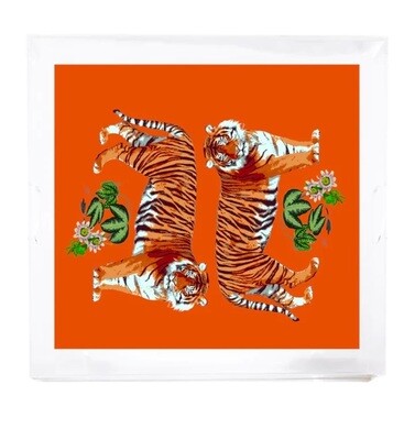 Tray - Acrylic Tiger Seeing Double Square 18" x 18"