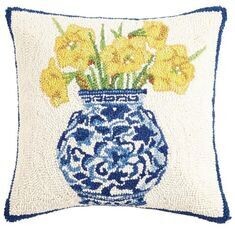 Pillow - Chinoiserie Vase - Daffodils