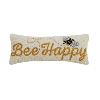 Pillow - Embroidered Bee Happy - 8x20