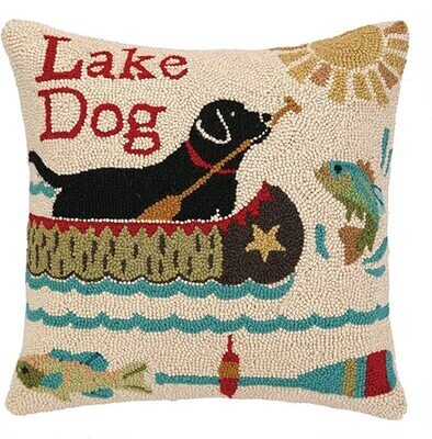 Pillow- Embroidered Lake Dog 18x18