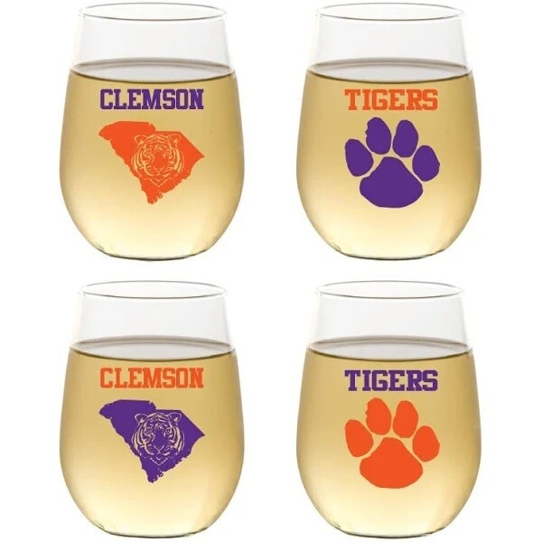 Gameday - Clemson - Wine Glass Acrylic 4 Pk