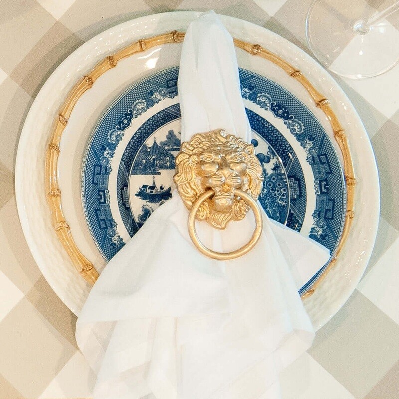 Napkin Rings - Gold Lion With Knocker