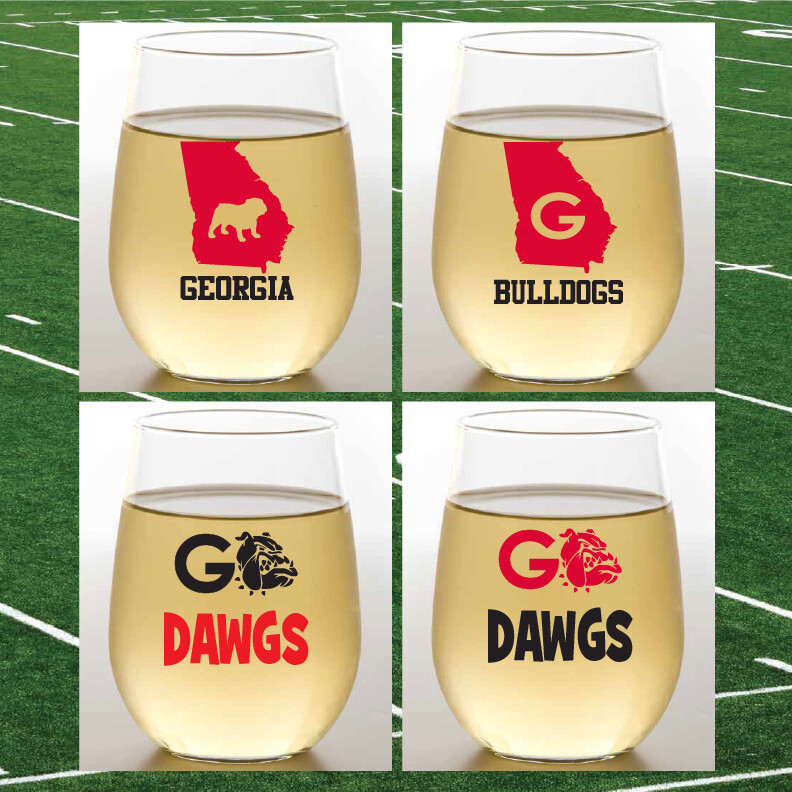 Gameday - Georgia - Wine Glass Acrylic 4 Pk