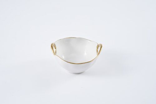 Bowl - Porcelain - White With Gold Trim