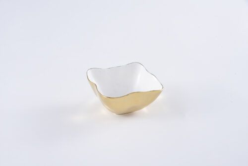 Bowl - Porcelain - White/Gold Square Snack