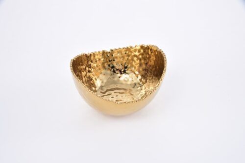 Bowl - Porcelain - Small Oval - Hammered Gold