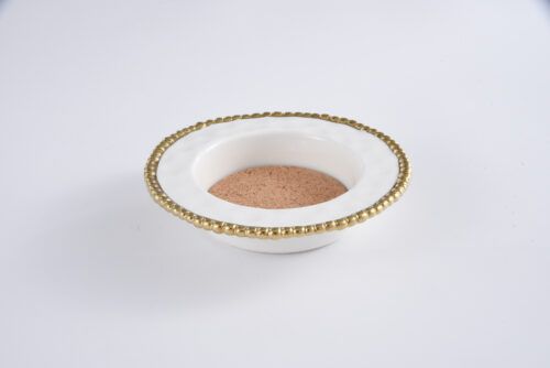Coaster - Porcelain - Wine Bottle - White With Gold Beads