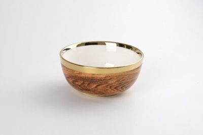 Bowl - Small Wood With Gold Edge