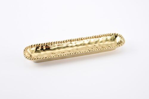 Tray - Porcelain - Cracker - Hammered Gold With Beads
