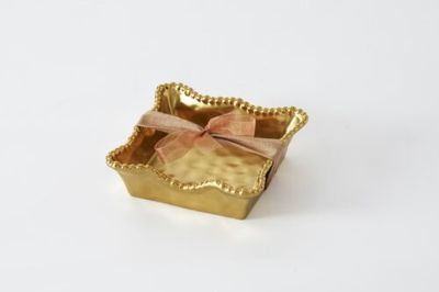 Napkin Holder - Cocktail - Gold With Gold Beads