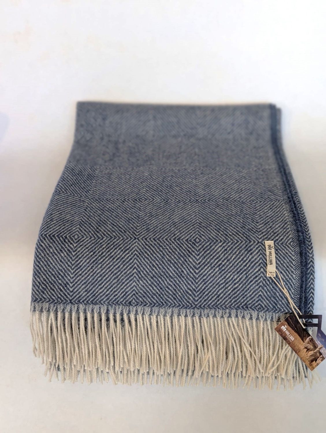 Alpaka Wohndecke Diamond, blau