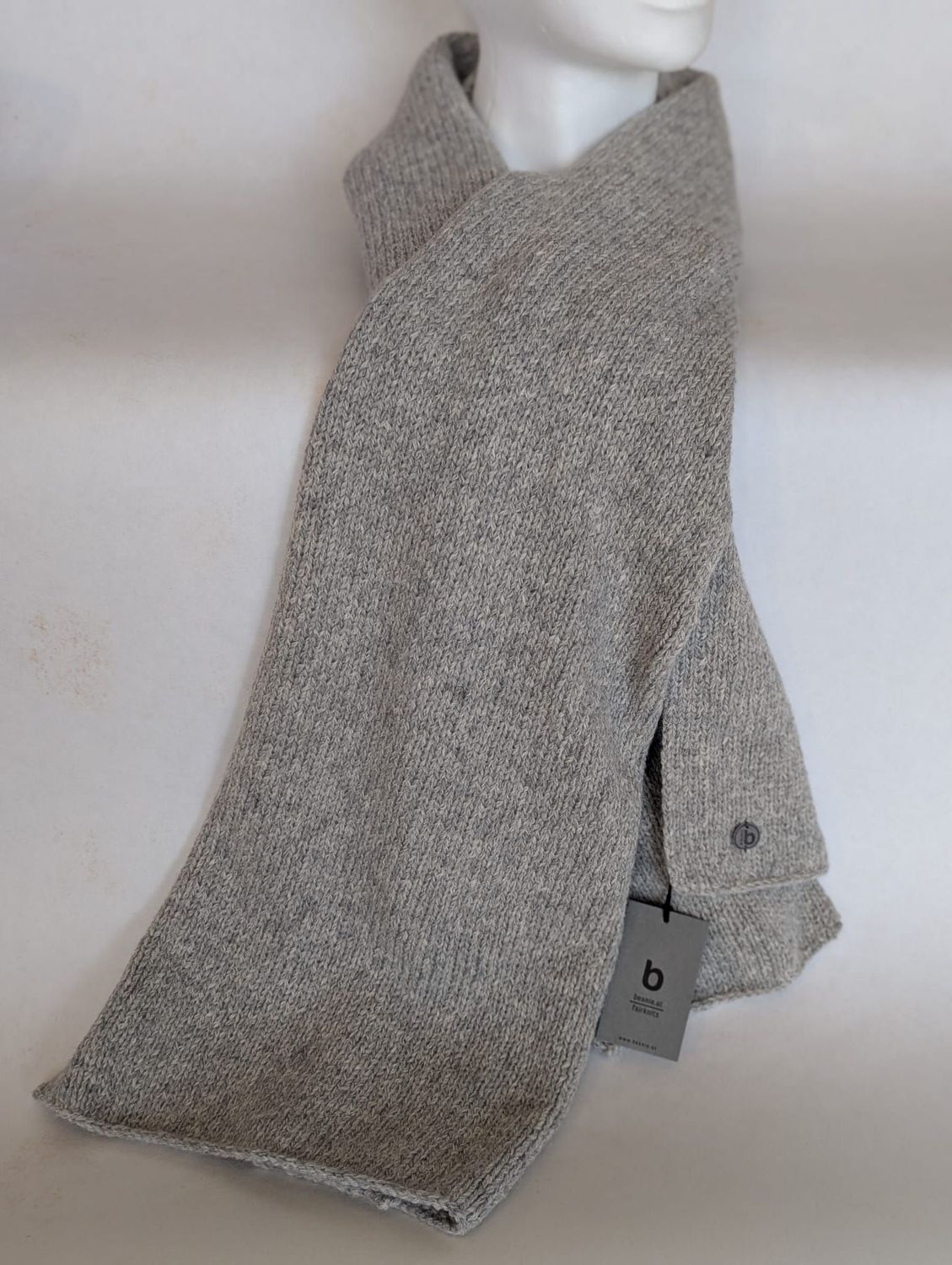 Alpaka Schal grau - silber, lang