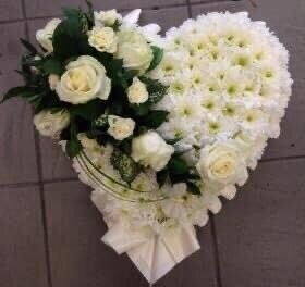 Classic White Heart Wreath Funeral Flowers