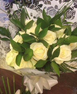Classic Dozen White Roses Bouquet