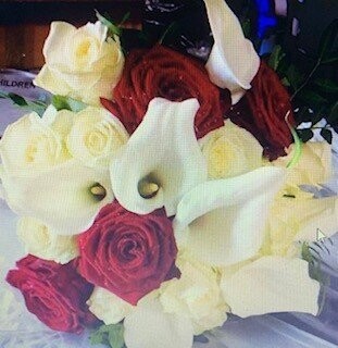 Wedding Bridal Bouquet Red Roses & White Cala Lilies