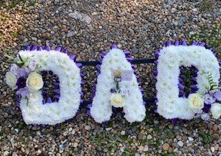 Purple & White Dad Letters Funeral Tribute