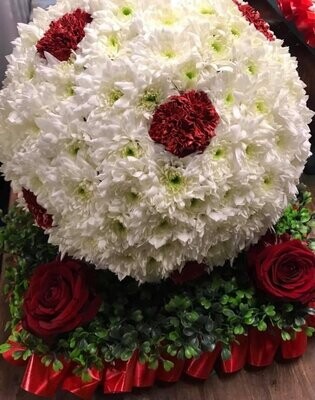 3D Football Funeral Tribute Red & White