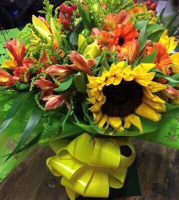 Bright Yellow & Orange Handtied Bouquet