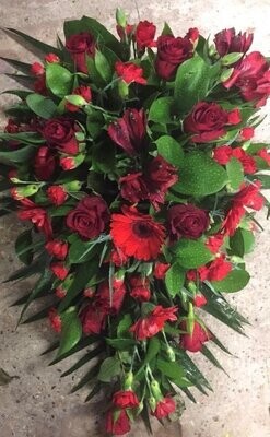 Red Rose mixed Single Ended Funeral Wreath