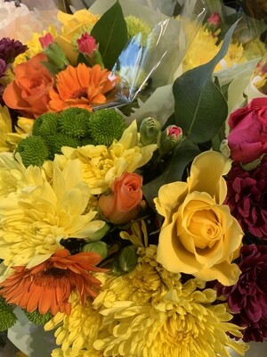 Bright vibrant hand tied bouquet