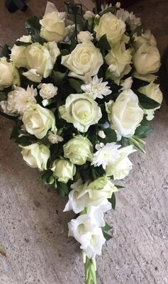 White Single Ended Funeral Wreath Spray