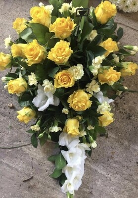 Yellow Single Ended Funeral Spray Wreath