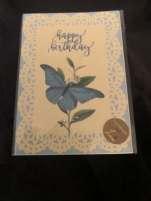 Vintage Paper Lace Butterfly Birthday Card