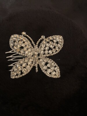 Silver Crystal Butterfly Hair Comb