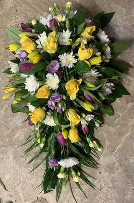 Mixed Seasonal Single Ended Funeral Spray Tribute