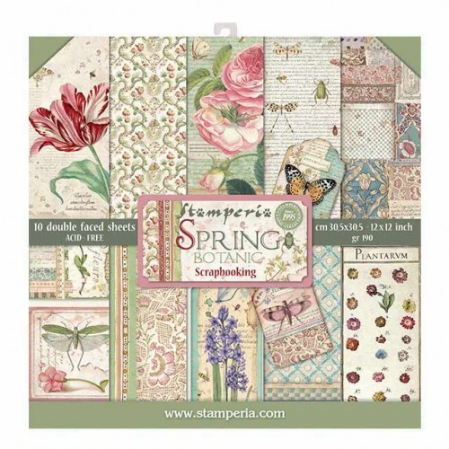 STAMPERIA SPRING BOTANIC 12x12 Paper Set