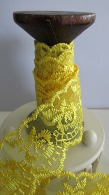 Yellow Embroidered Organza Lace