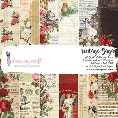 DRESS MY CRAFT Vintage Saga Paper Pad 6x6
