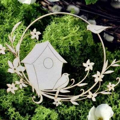 Birdhouse with Birds in the Garden