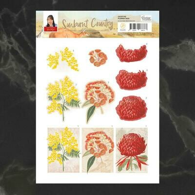 Sunburnt Country Flower Tags 3D Decoupage Sheet