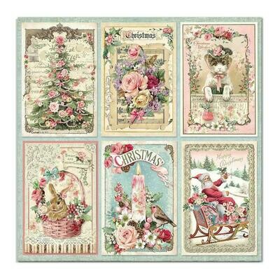 STAMPERIA PINK CHRISTMAS CARDS 12X12 Single Sheet