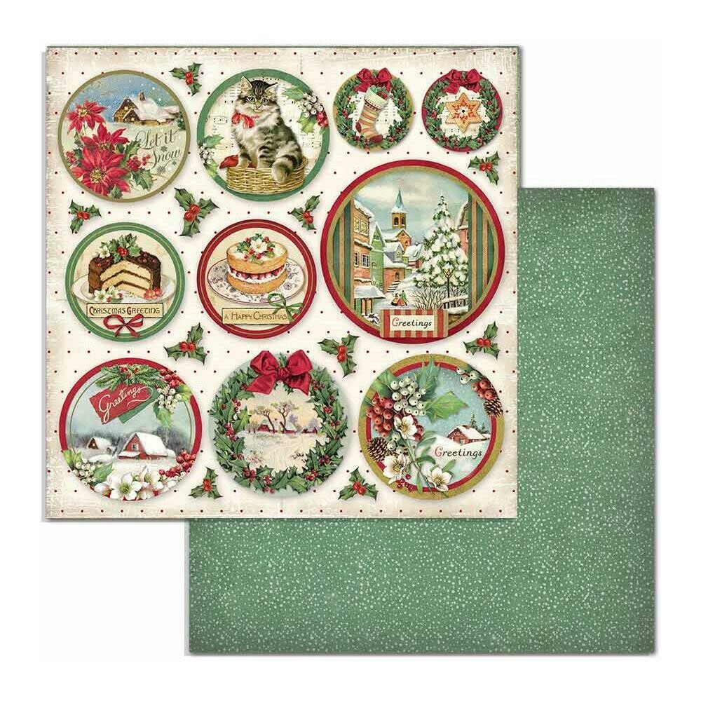 STAMPERIA CLASSIC CHRISTMAS ROUNDS 12x12 Single Sheet