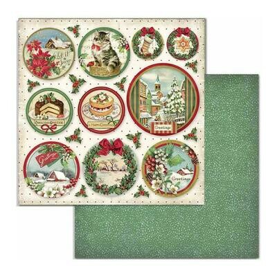 STAMPERIA CLASSIC CHRISTMAS ROUNDS 12X12 Single Sheet