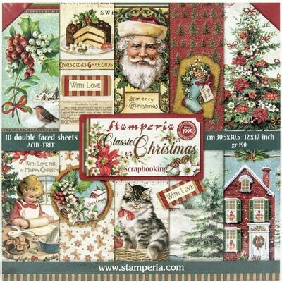 STAMPERIA CLASSIC CHRISTMAS 12X12 Paper Set