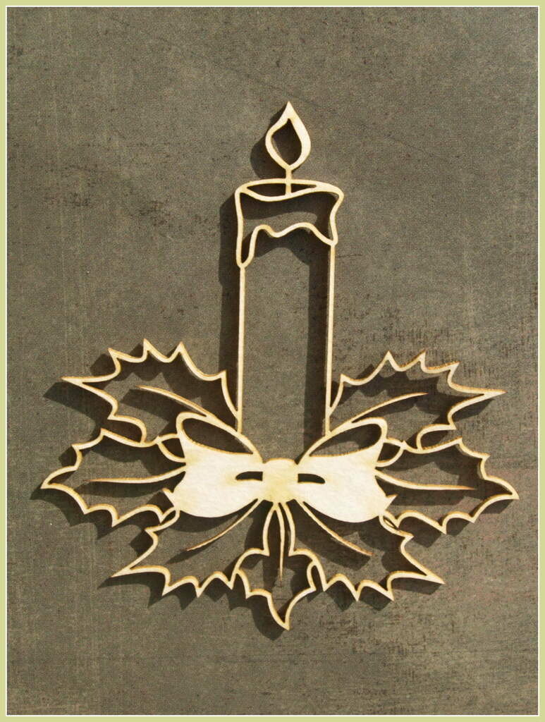 Christmas Candle &amp; Holly 2 Chipboard